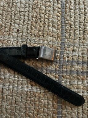 Ralph Lauren Black Leather Belt with Silver Buckle
